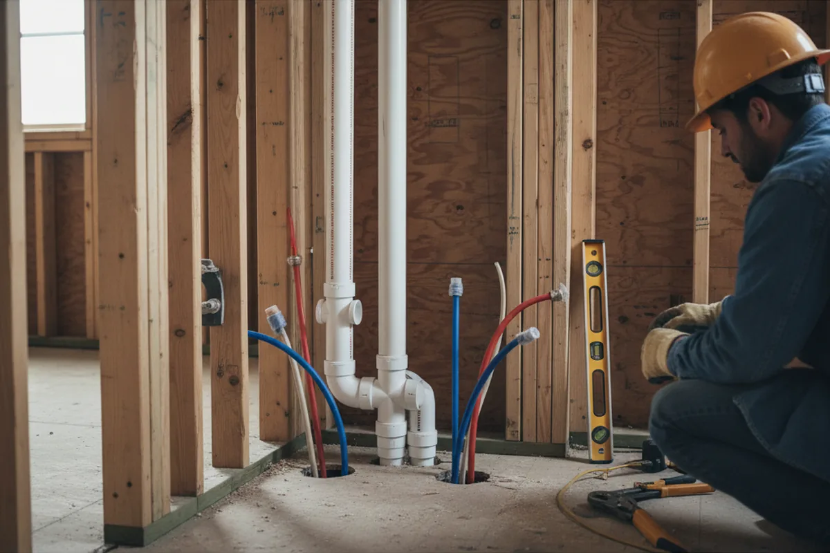 Drain and supply rough-in during Drain Cleaning in Evansville