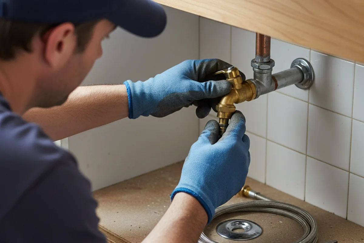 Shutoff valve and fitting work during Burst Pipe Repair in Evansville